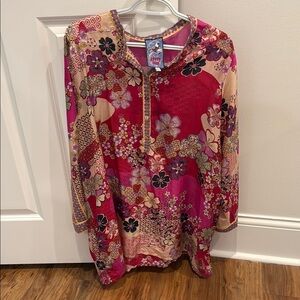Johnny Was floral silk blouse
